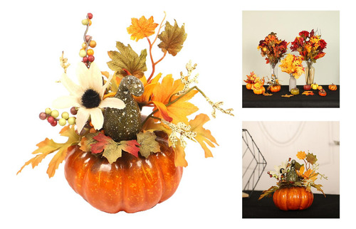 Calabaza Artificial Con Flores, Arreglo Floral, Coronas De