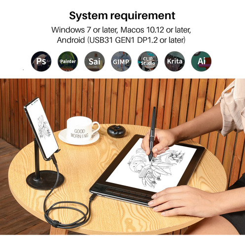 Tableta De Dibujo Huion Kamvas Pro 13 2.5k Qhd Con Lápiz Ópt