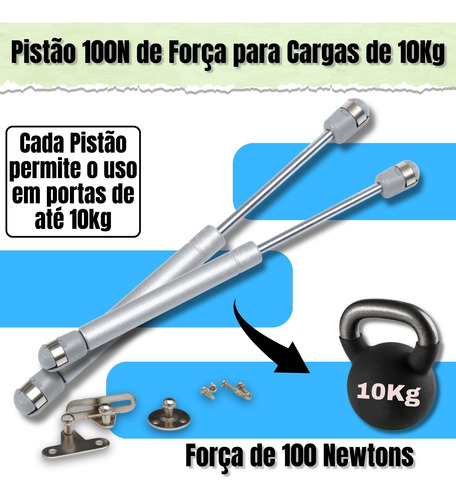 1 Pistão Gás Amortecedor 100n Armário Força Inverso Cinza