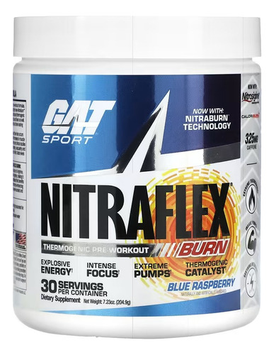 Pre Entreno Nitraflex Burn Gat Sport 30 Servs Blue Raspberry