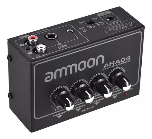 Amplificador De Audífonos Portátil Ammoon Aha04 De 4 Vías Co