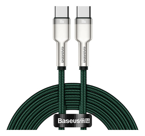 Cable Carga Rápida Metal Baseus Tipoc A Tipo C 2m 100w Verde