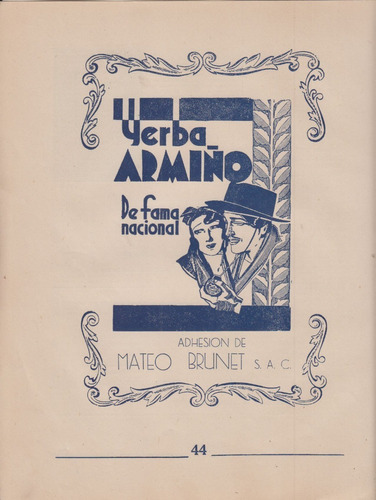 1949 Publicidad De Yerba Mate Armiño Vintage Mateo Brunet 