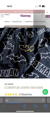Cobertor Ligero Batman Matrimonial Vianney