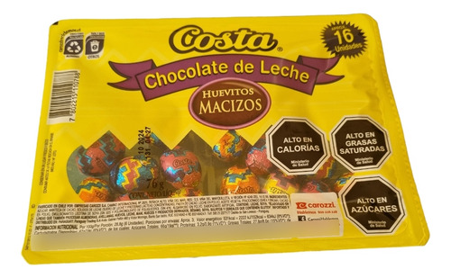 2 Bandejas De Huevitos Costa De Chocolate  76 Gr X 16 Unidad