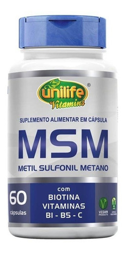 Msm Metil Sulfonil Metano Unilife Biotina Vitaminas B1 B5 C Sabor Original