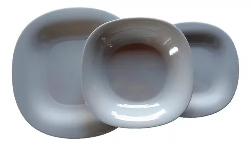 Vajilla Moderna Cuadrada Vidrio Opal Luminarc 18p 6 Personas