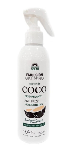 Emulsion Para Peinar Aceite De Coco 200cm3  Han
