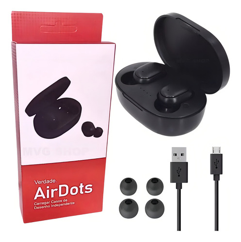 Fone De Ouvido Sem Fio Bluetooth Xiaomi Redmi Airdots 2 TWS Cor Preto