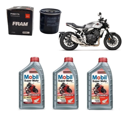 Kit Troca De Óleo Mobil 10w30 Cb1000 R Ra Ph6017a