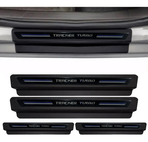 Imagem 3 de 6 de Kit Soleira Proteção Porta Chevrolet Tracker Turbo 2020 2021