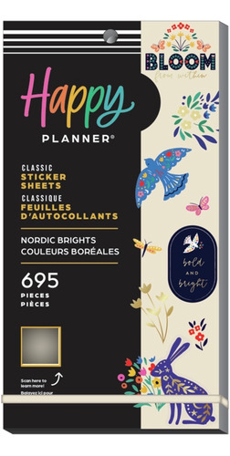 Etiquetas Adhesiva Stickers Pegatina 30 Hojas Happy Planner Color Nordic Brights