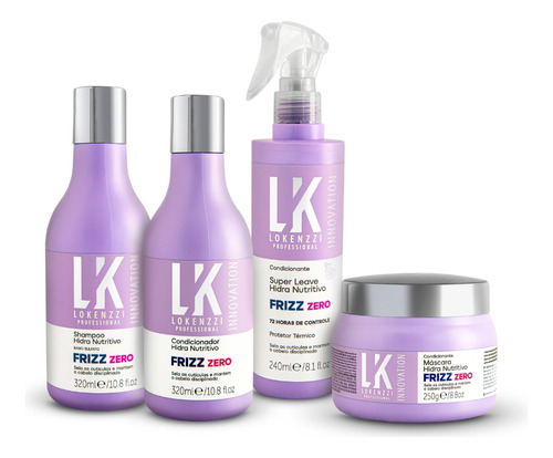 Kit Lokenzzi Frizz Zero Shampoo Cond Super Leave Mascara