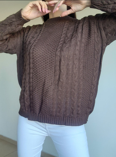 Sweater Mujer Tramado Lana Acrilica