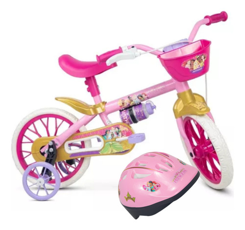 Bicicleta Princesas Disney E Capacete Infantil Nathor Aro 12