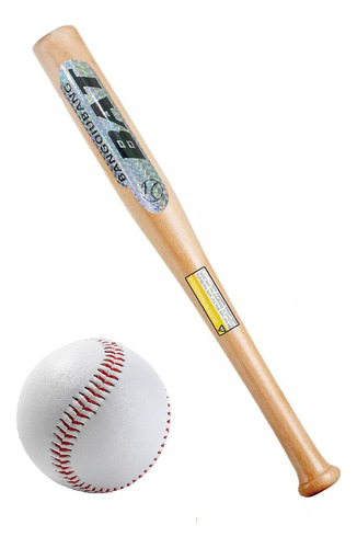 Bate De Baseball De Madera C/pelota Faydi 903-0069 Color Nude