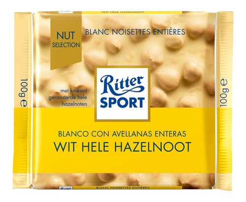 Ritter Sport Chocolate Blanco Con Avellanas Enteras 100grs