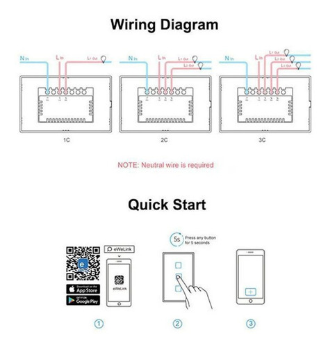 Imagen 6 de 6 de Sonoff T3 Interruptor Pared 1 Botón Wifi Y 433 Mhz Macrotec