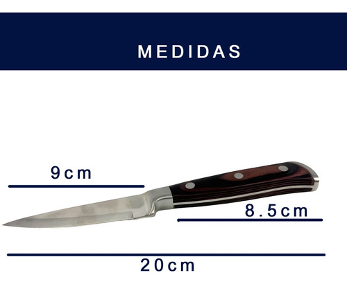 Cuchillo De Oficio Pica Ajo Acero Inoxidable Mango De Madera