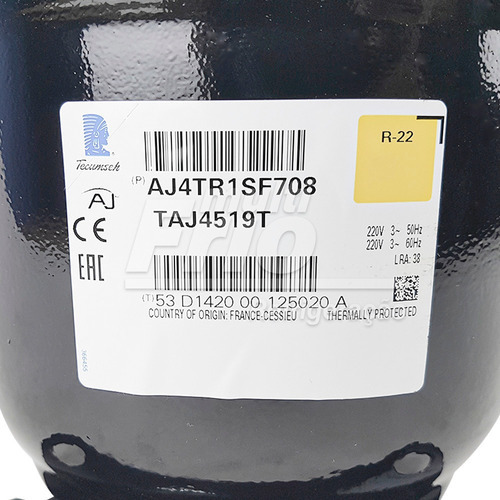 Compressor 1,5hp Tecumseh R22 220v Taj4519tk Trifásico
