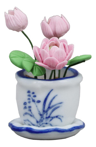 Casa De Muñecas A Escala 1/12, Miniflores De Loto En