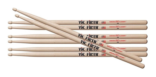 Palillos Vic Firth Punta Madera 5b//5a//7a Pack 4 Pares X3