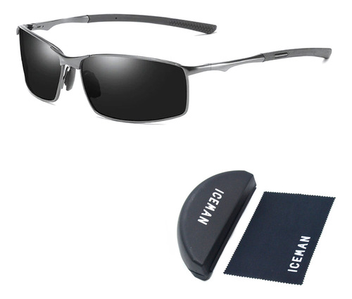 Óculos De Sol Masculino Polarizado Uv400 Iceman 474 Estojo Cor Cinza-claro