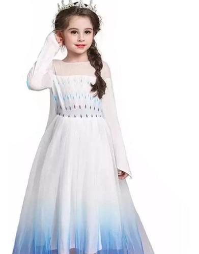 Imagen 3 de 4 de Disfraz Frozen 2 Vestido Elsa Nieve Blanco