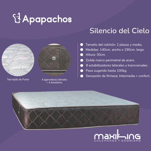 Conjunto Sommier Maxiking Silencio de Cielo 2 plazas de 190cmx140cm