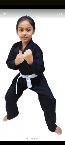 Kimono Infantil Preto Liso Com Faixa Branca Preto 12 Anos Tamanhos 1.41 A 1.50 Da Certo (Usado)