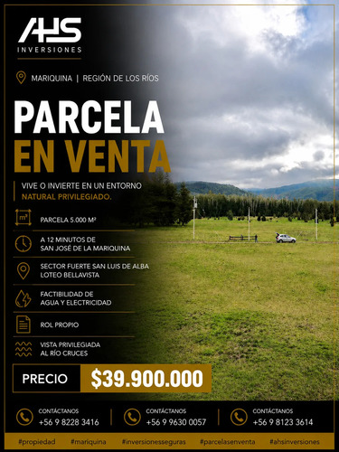 Parcela De 5.000 M2 Vista Río Cruces, San José Mariquina