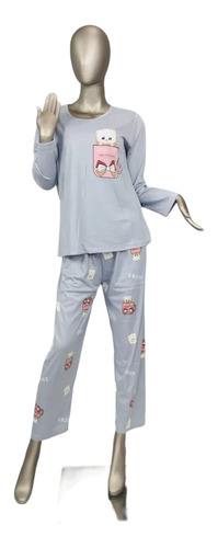 Pijama Manga Larga Diseño Perrito Bolsillo