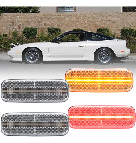 4 Luz Led Ambar Roja Marcador Lateral Para Nissan 240sx S13