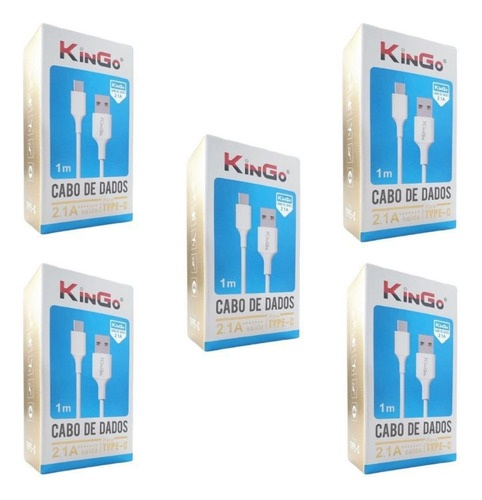 Kit 5 Cabos Usb-c Kingo Branco 1m 2.1a Para Galaxy A51