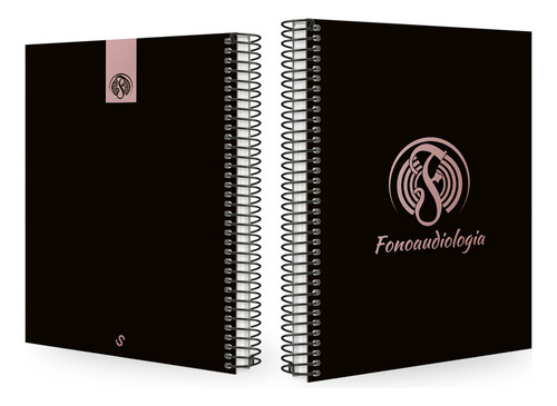 Caderno Universitário Profissões Preto E Rosê 15 Matérias Cor Fonoaudiologia