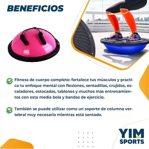 Bosu Pelota de Equilibrio + 2 Ligas + Inflador 