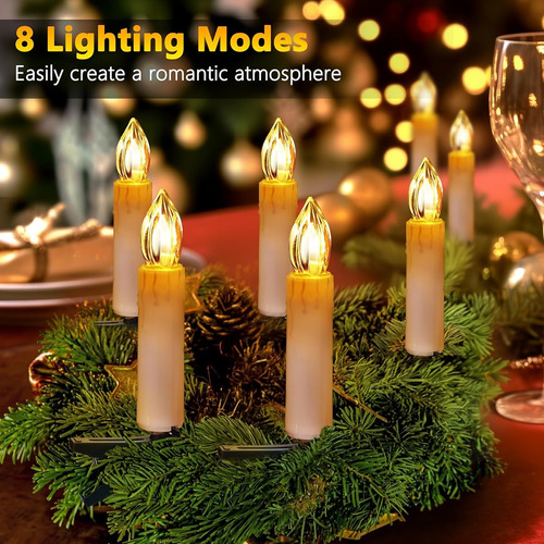 Luces De Velas Para Arbol De Navidad, 10 Luces Led Sin Llama Blanco Cálido