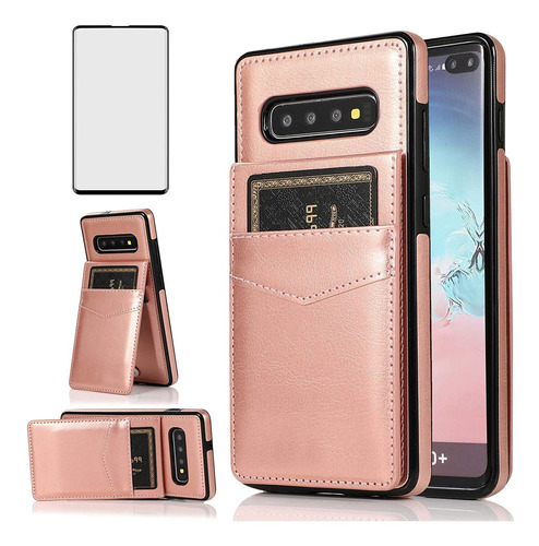 Funda Para Samsung Gaalxy S10 Plus - Rosa/tarjetero/vidrio