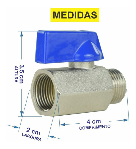 Registro Válvula Esfera Mini 1/8 Macho X 1/8 Fêmea