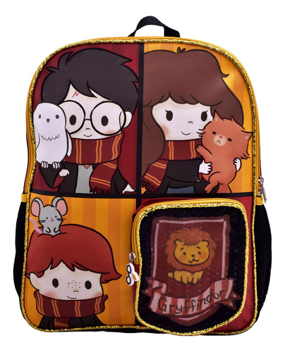 Mochila Primaria Infantil Warner Bros Harry Potter 20 L Rojo Estampado