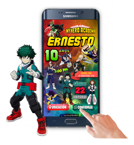 Invitación Interactiva My Hero Academia Botón Mapa My Hero Academia