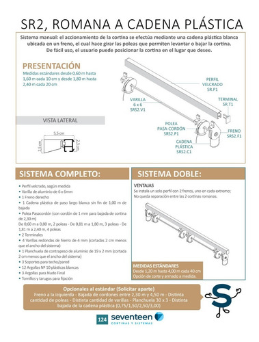 Cortinas Romanas Sistema A Cadena Plástica - Sd Deco