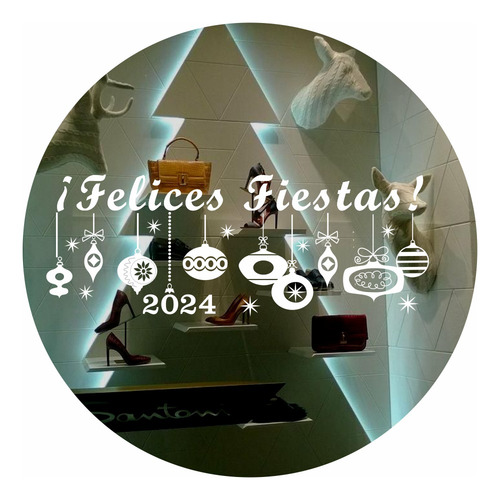 Vinilo Vidriera Navidad Navideño Colgante Felices Fiestas