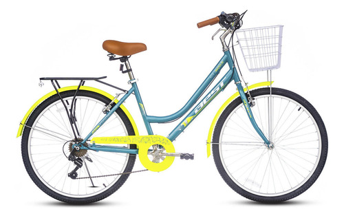 Bicicleta Dama Aro 26 Urbana 6 Velocidades Verde Best