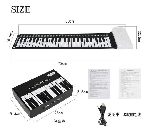 Para Teclado Electrónico Plegable 49keys Enrollable Piano Y
