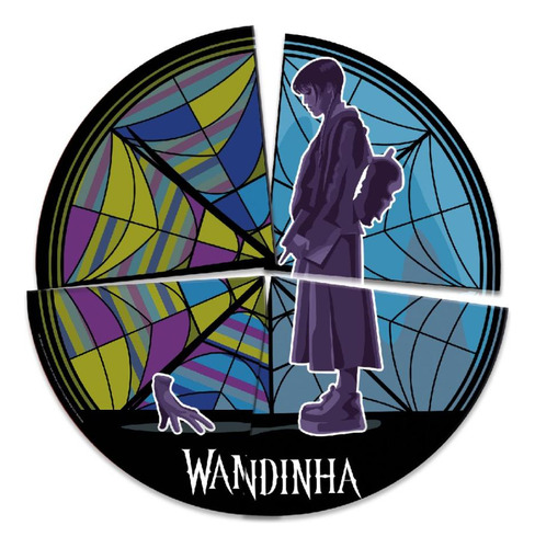 Painel Redondo Wandinha Addams Decorativo 90cm Com 4 Lâminas