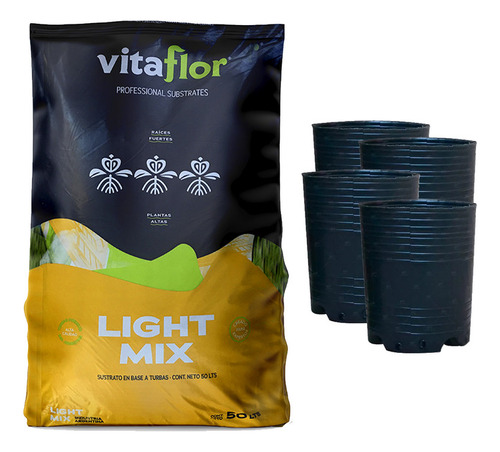 Sustrato Vitaflor Lightmix 50l Con 4 Maceta 1/4 De Regalo