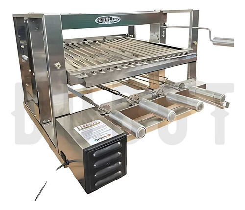 Kit Churrasqueira Inox 60x50cm Com Motor E Espetos + Brindes