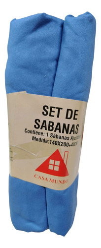 Sabana Ajustable Bajera-2 Plaza Y Media 180 Hilos Casamundo Azul Acero Liso