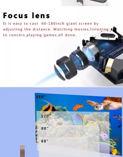 Imagen 7 de 8 de Proyector Led Hd 3500lm Usb Tipo C Bluetooth 1280x720p J888